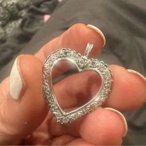 14k white gold Natural Diamond Heart Pendant - Women Jewelry